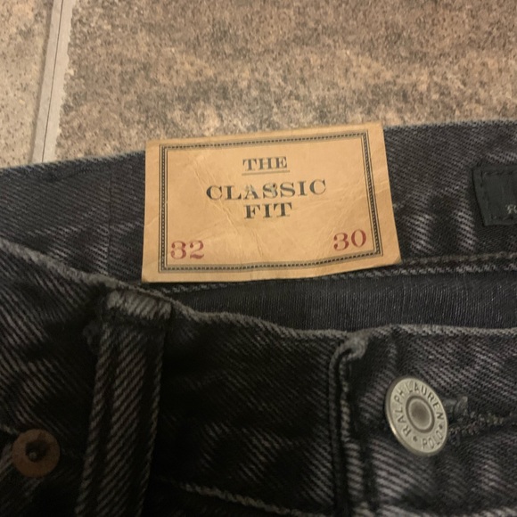 Polo Ralph Lauren Jean Sz 32 X 30 Black Grey Classic Fit Embroidered Art Graphic - Picture 2 of 14